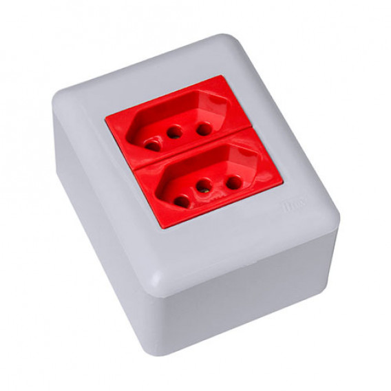 Cj Sobrepor Tomada Dupla 20a Vermelha - OVERLAP BLUX